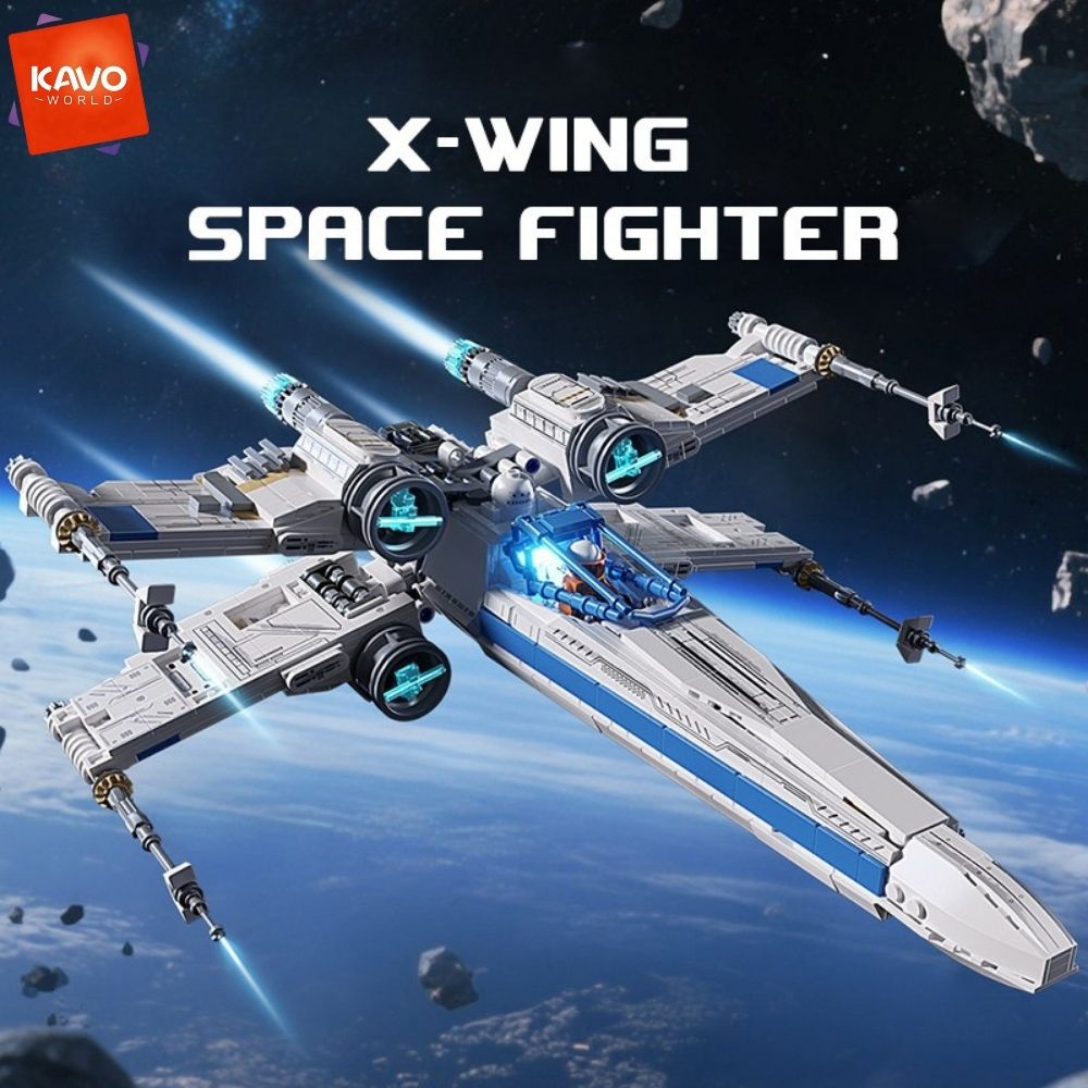 Desk Setup Grey - KAVOWORLD 1271pcs Sci-Fi Space Fighter Building