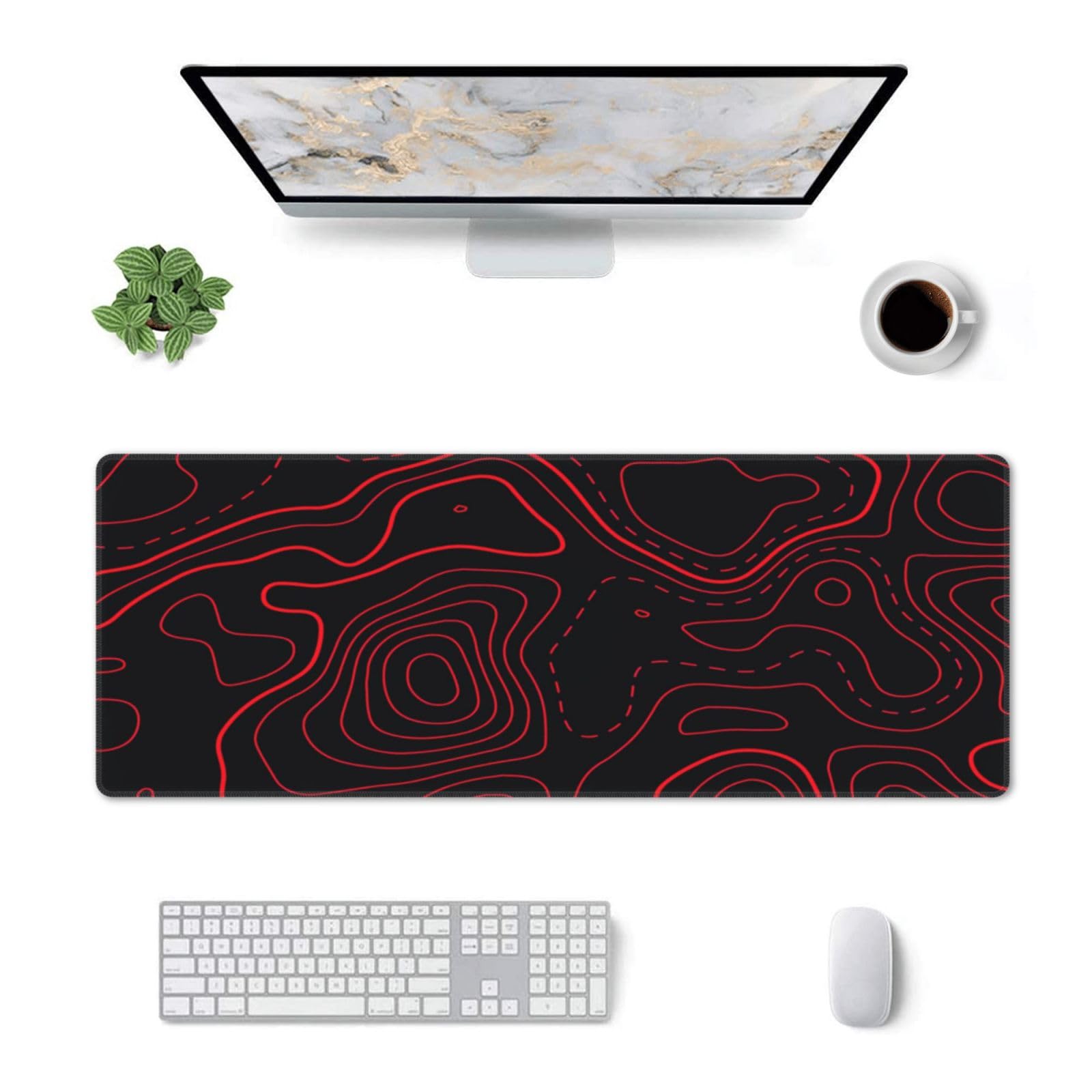 Red Black Topographic Gaming M - Desk Setup Red recension och pris