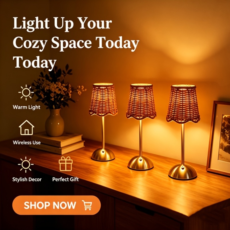Bohemian Woven Rattan Art Tabl - Desk Setup Lamp recension och pris