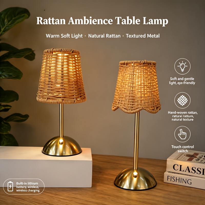 Bohemian Woven Rattan Art Tabl - Desk Setup Lamp recension och pris
