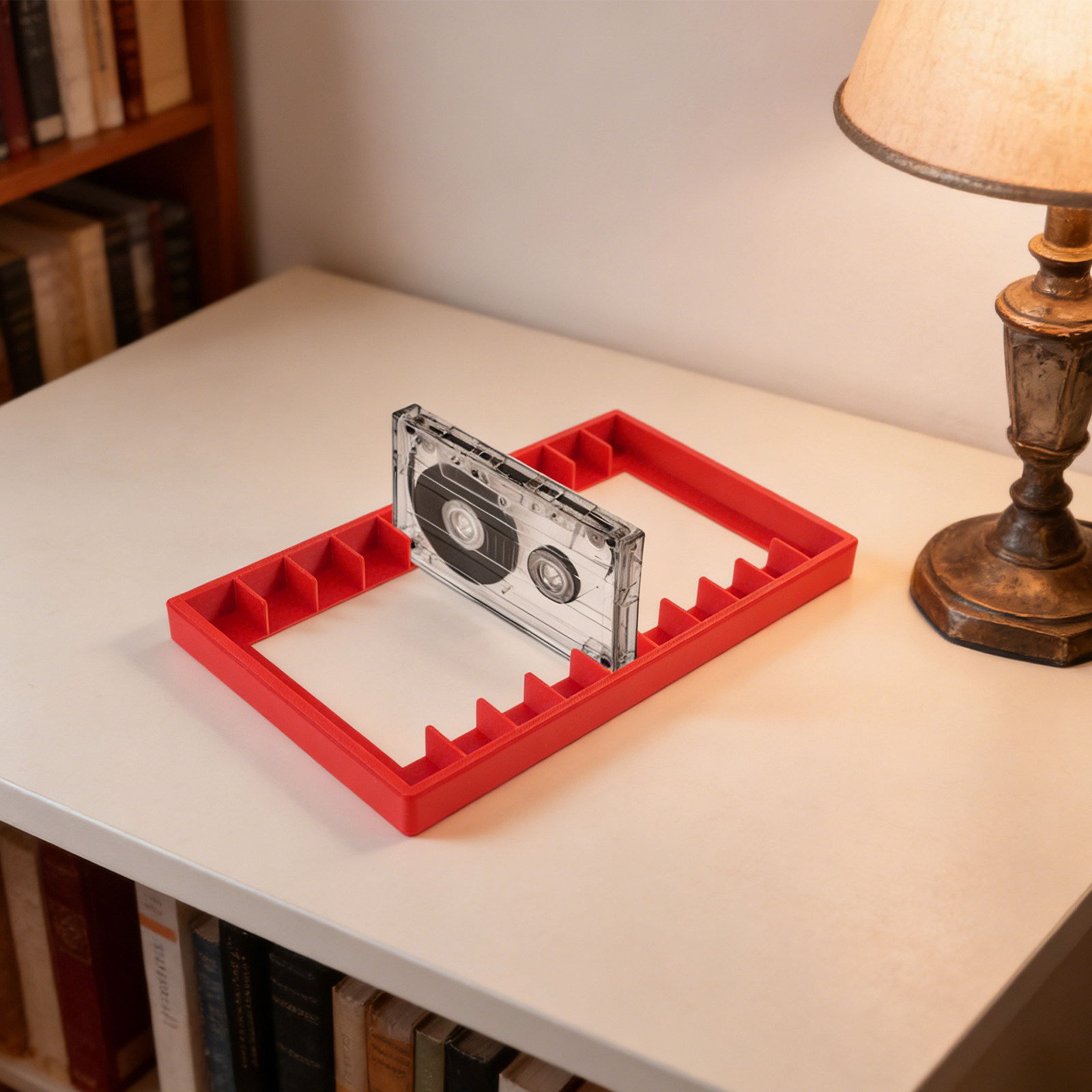 Cassette Storage Organizer She - Desk Setup Red recension och pris
