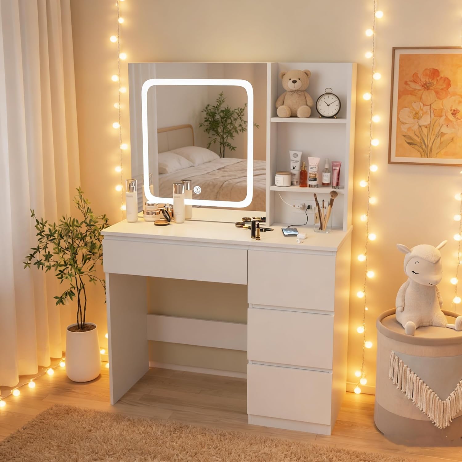 i*-Make Up Vanity Desk with Ch - Desk Setup Charging Station recension och pris
