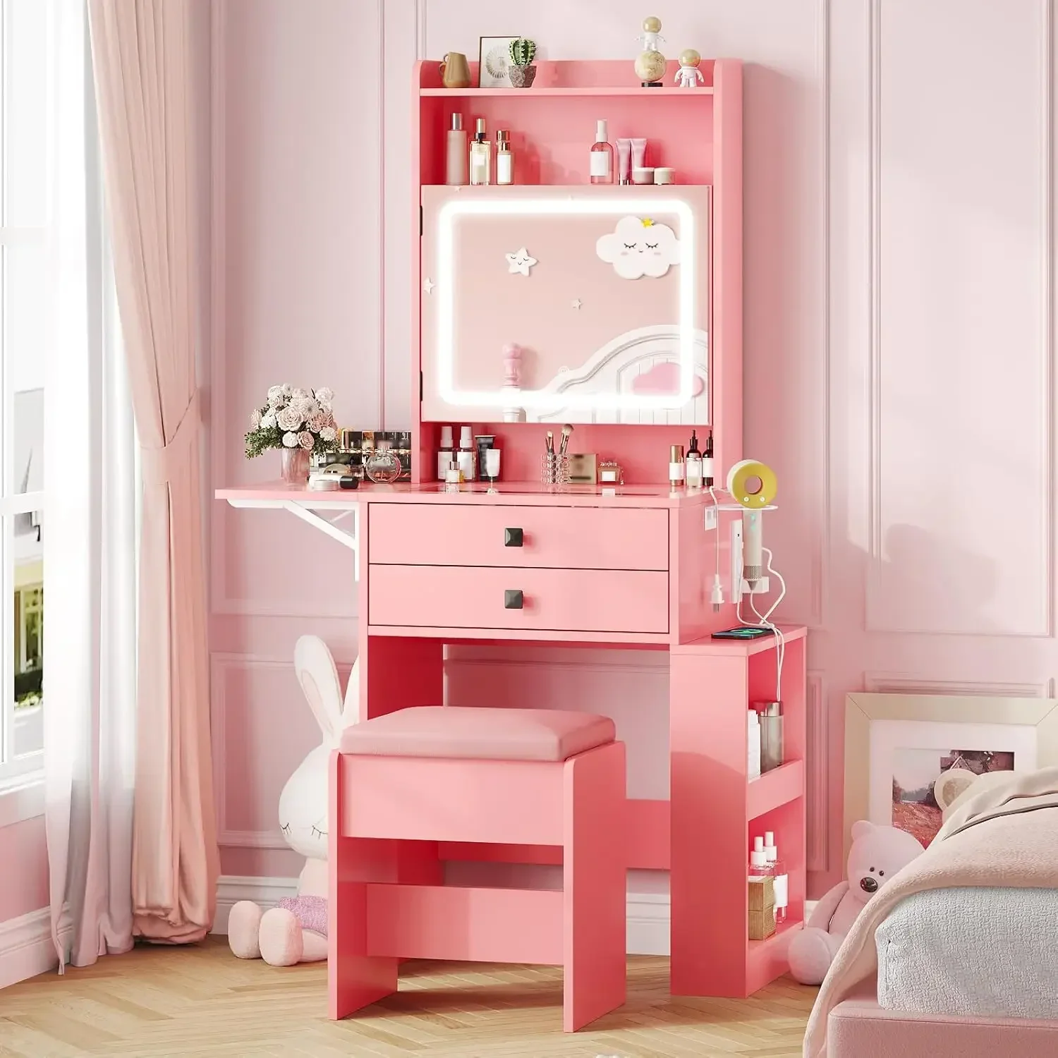 Small Makeup Vanity Desk, 3 Ad - Desk Setup Charging Station recension och pris