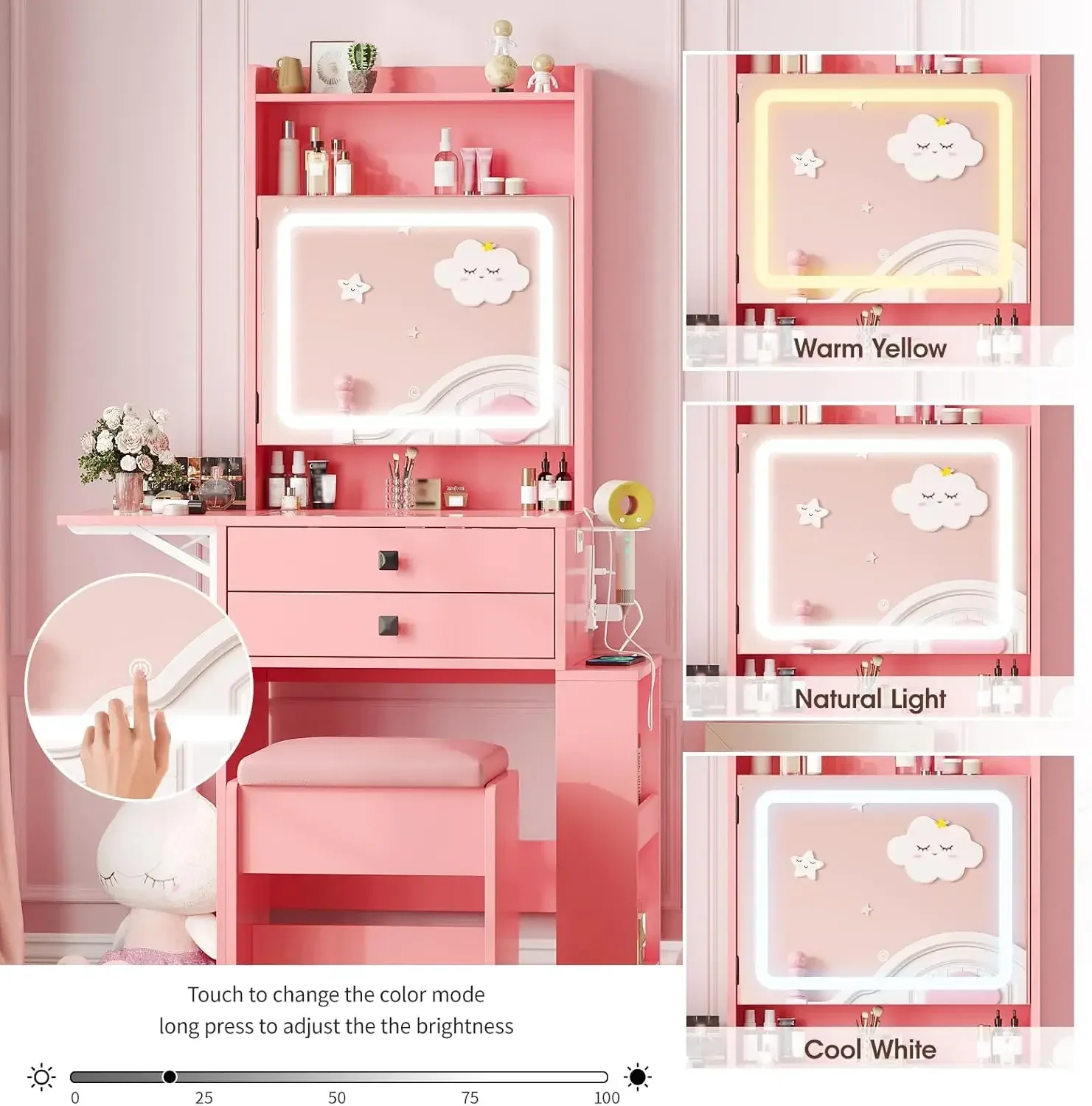 Small Makeup Vanity Desk, 3 Ad - Desk Setup Charging Station recension och pris